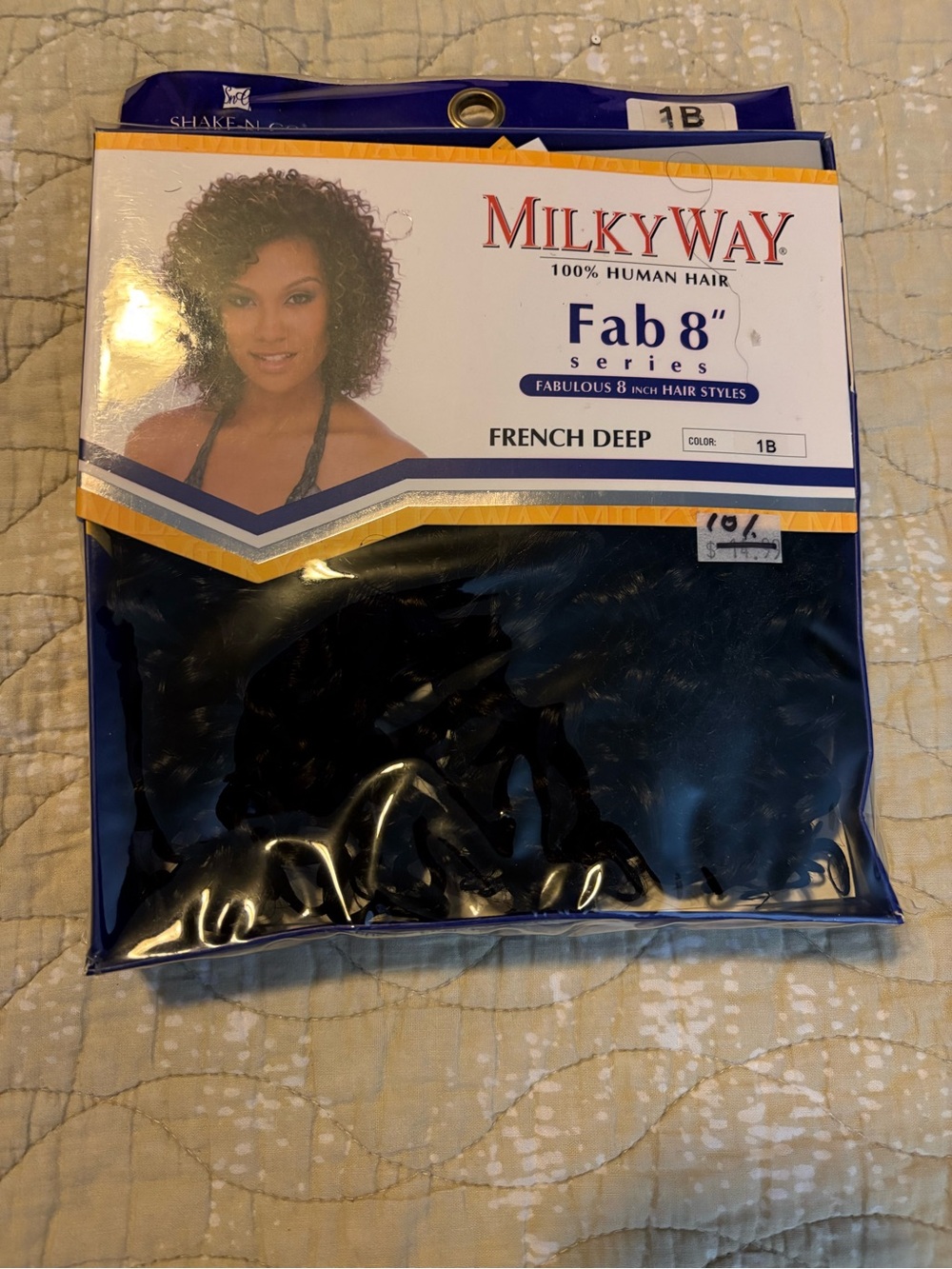 Milky Way Fab 8" French Deep 100% Human Hair Weave - Color 1B (Black)